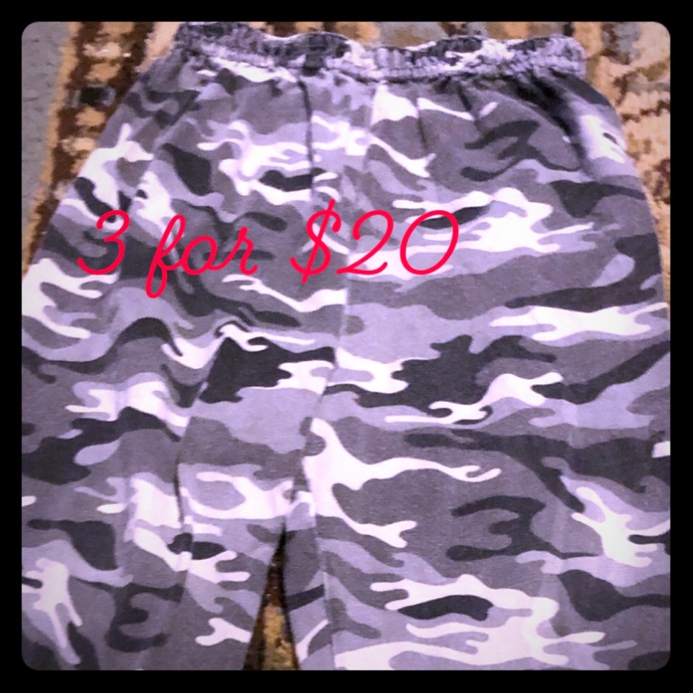 Connection grey camo pull on pants 24m 3for$20